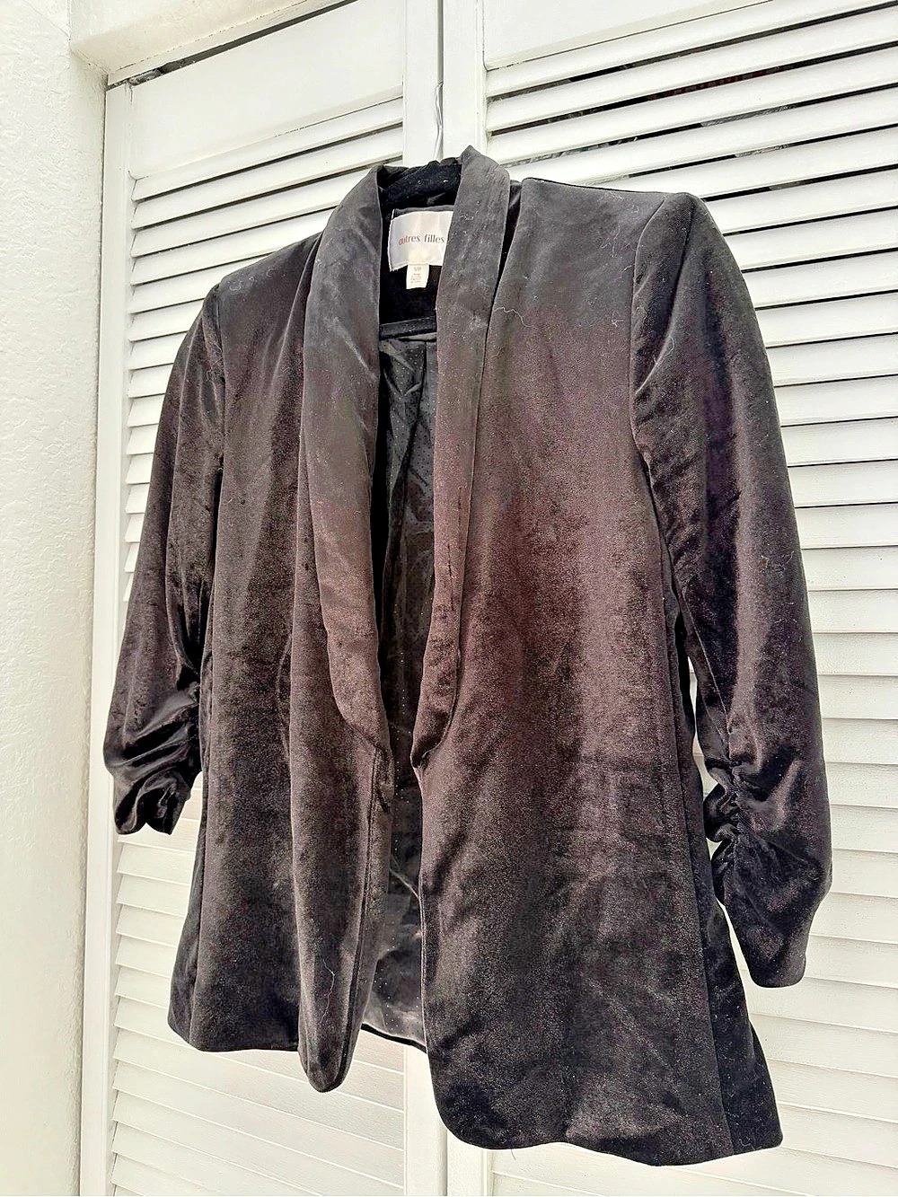 autres filles Velvet Shawl Collar Blazer in Black Size Small